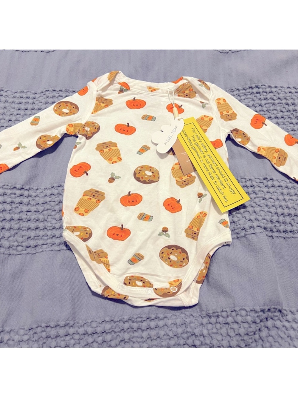NWT Angel Dear Bamboo Long Sleeve Bodysuit: Pumpkin Spice Latte Size 3-6M